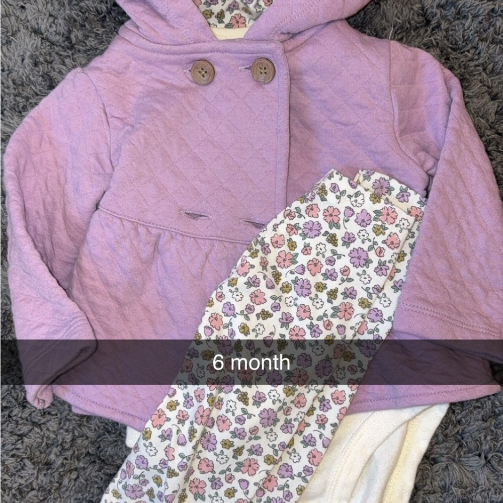 Lavender Kids 3 piece outfit with Floral Accents